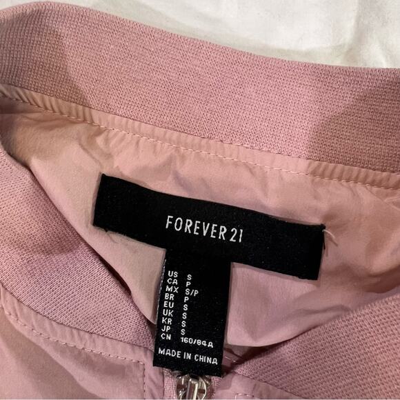 Forever 21 Lightweight Zip Up Bomber Jacket sz S Pink - Picture 3 of 12